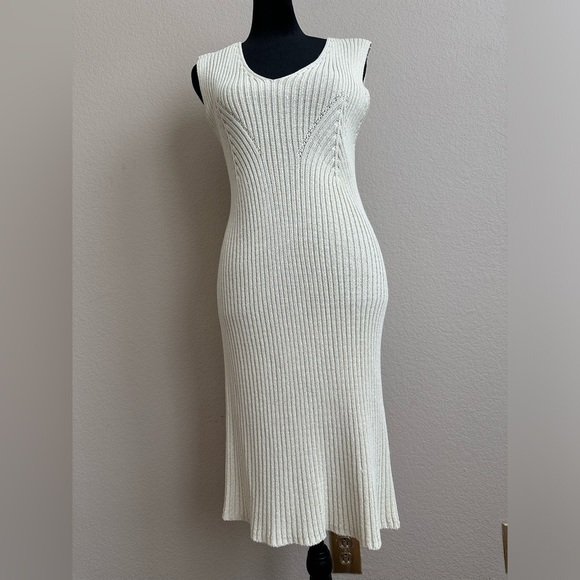 Italian Designer Giorgio Ciscato, Dress M, CREAM KNIT MIDI DRESS-BOHO, Festival - Picture 1 of 8